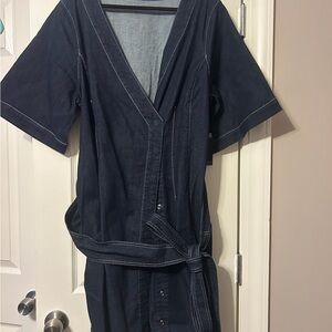 Eloquii Blue Wrap Tie Front Dress